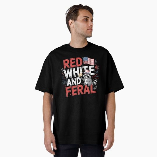Discover Red White And Feral Racoon T-Shirt