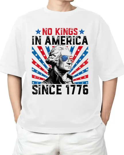Discover No Kings in America Since 1776 Distressed USA Flag Vintage Adult S-4XL T-Shirt