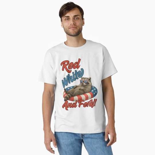Discover Red white and feral racoon T-Shirt