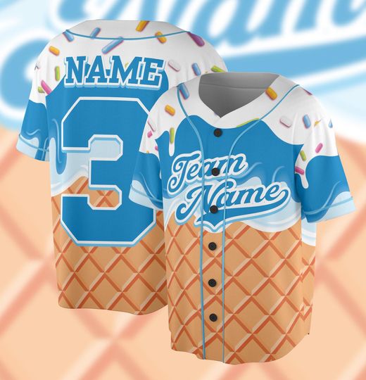 Discover Personalized Ice Cream Drip Baseball Jersey For Boys, Ice Cream Drip Shirt, Baseball Ice Cream Drip, Baseball Jersey