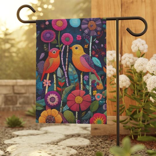 Discover Love Birds Floral Embroidery Style Subtle Fuck Trump Garden Spring