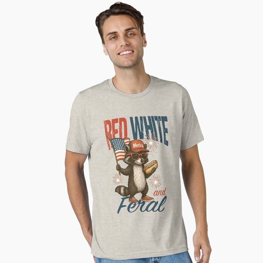 Discover 4th of July, Red White and Feral, Independence Day T-Shirt
