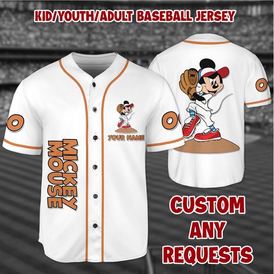 Discover Personalize Mickeyy mouse Smile Jersey, Mickeyy Jersey, Disneyyy Jersey, Custom Kid Youth Adult Baseball Jersey