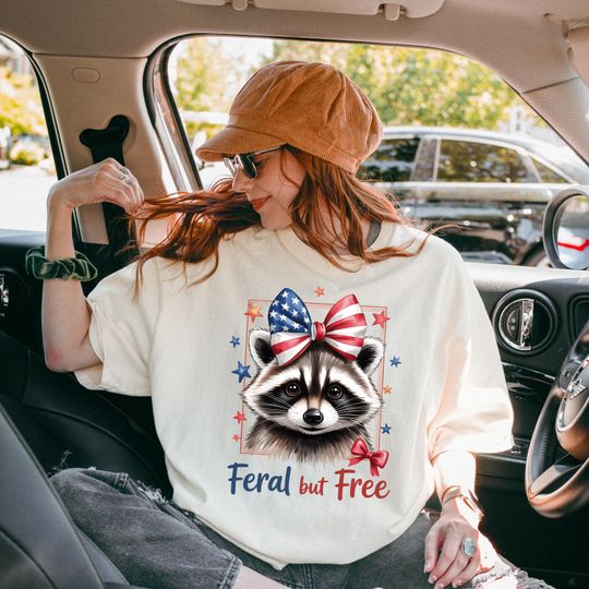 Discover Funny 4th of July Shirt, Feral Raccoon Tee Shirt, Feral Girl, Red White and Feral Shirt