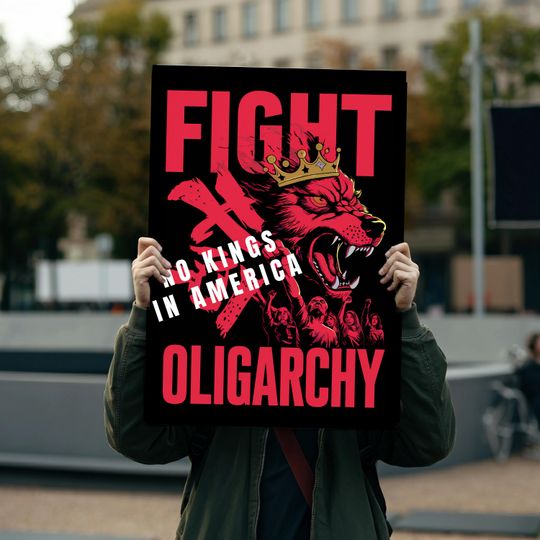 Discover No Kings In America Protest Sign, Fight Oligarghy