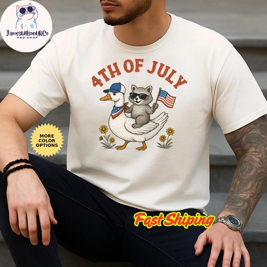 Discover 4th of july shirt, Raccoon & Goose american flag shirt, Independence Day Shirt