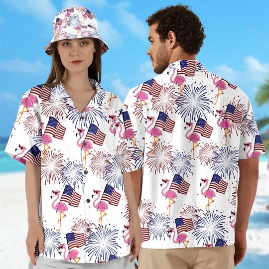 Discover Flamingo 4th of July Hawaiian Shirt, Flamingo Fourth of July