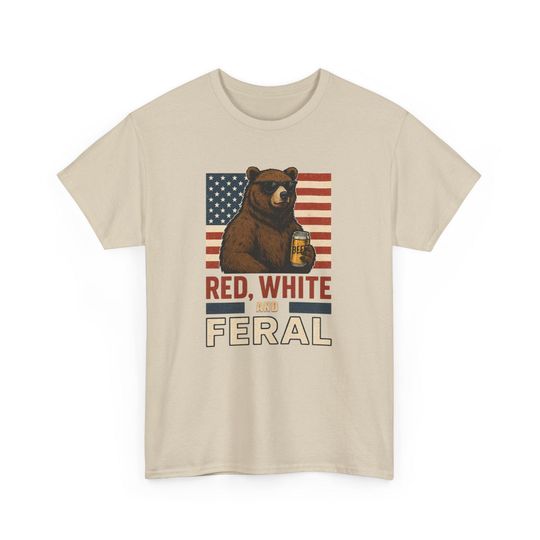 Discover Feral Bear shirt, Red, White, and Feral t shirt, American Pride tee Shirt