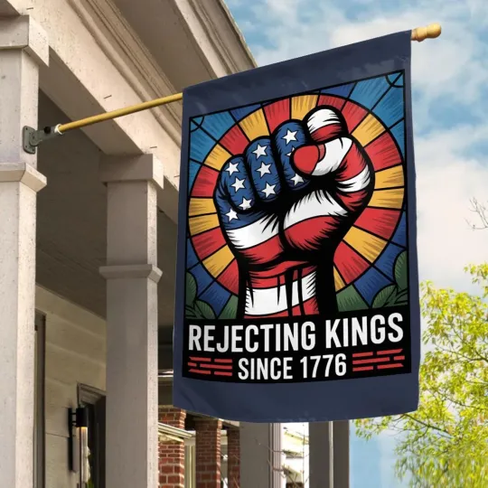 Discover Retro Fist Pump American Flag Rejecting Kings Since 1776 Anti Trump Flag