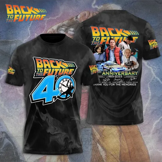 Discover Backkkk To The Future 40th Anniversary 1985-2025 Movie 3D T-Shirt