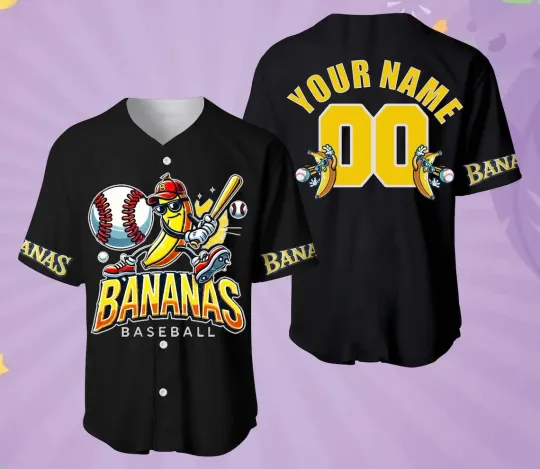 Discover New AOP Savannah Bananas Jersey BALCK 3D Size S-5XL