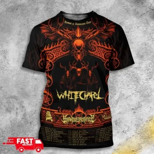 Discover Whitechapel’s Hymns In Dissonance Tour 2025 Band T-Shirt