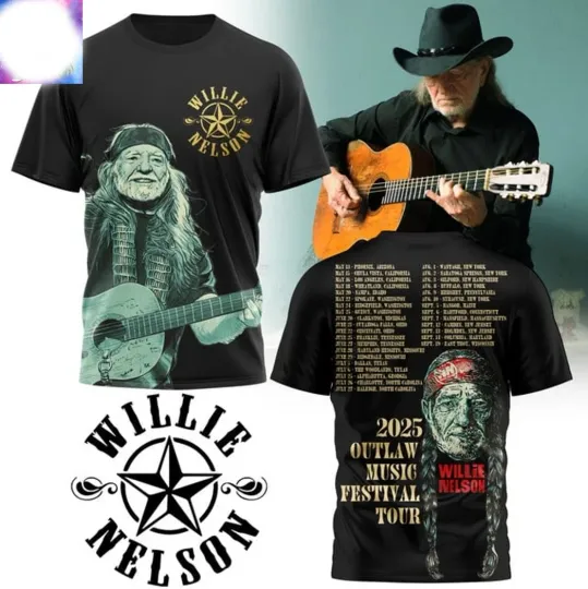 Discover Nelson 2025 Outlaw Music Festival Tour 3D T-Shirt