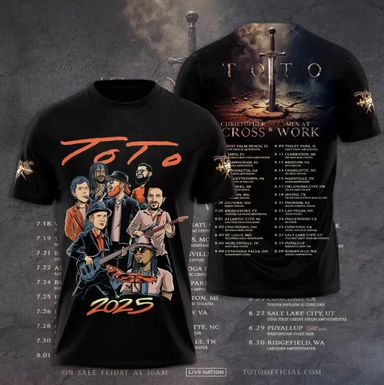Discover Toto World Tour 2025 List Dates 3D T-Shirt