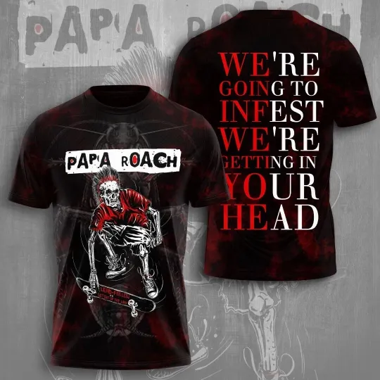 Discover Papa Roach Rise Of The Roach 2025 Tour Aop 3D Shirt Unisex Tee Gift Fan MR922