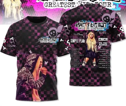 Discover Avril Lavigne Tour 2025 The Greatest Hits Tour Celebration T-Shirt 3D