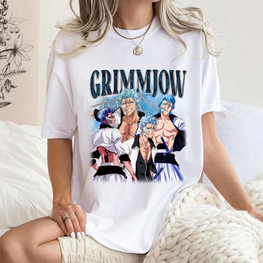 Discover Grimmjow Arrancar T Shirt, Vintage Retro Anime T Shirt, Vintage 90s T Shirt, Anime Manga Shirt, Gift For Otaku Anime