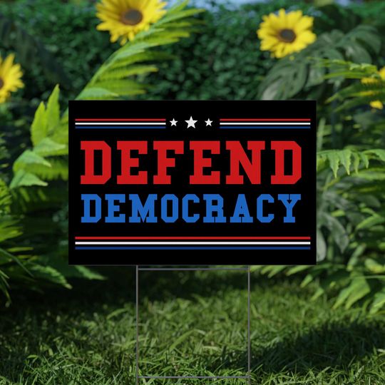 Discover Defend Democracy Yard Sign, Anti-Trump Garden Sign, Resist Hate Lawn Sign, Resist Racism Yard Sign