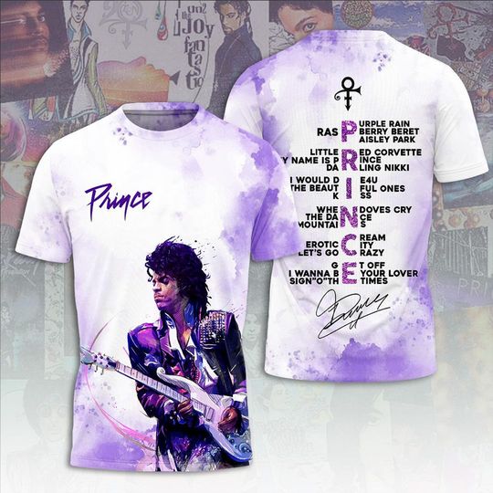 Discover Men's Summer 3D Printed Prince Purple Rock Fan T-shirt