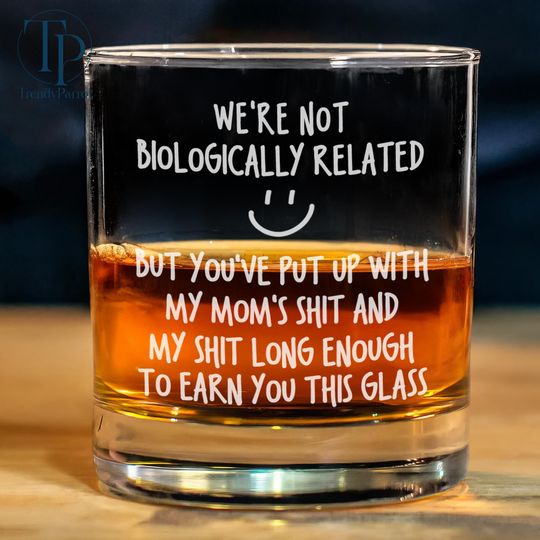 Discover Funny Step Dad Whiskey Glass 11oz, Step Dad Gift For Step Dad Wine Glass, Bonus Dad Step Fathers Day Gift