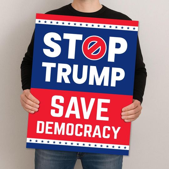 Discover Stop Trump Save Democracy Protest Sign PNG, Anti Trump Sign, Hands Off Rally Sign