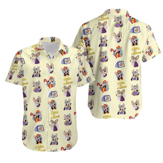 Discover Chuck E. Cheese Hawaiian Button Down Shirt Unisex Adults S-5XL