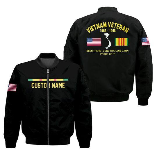 Discover Custom Name Vietnam Veteran AOP Bomber Jacket