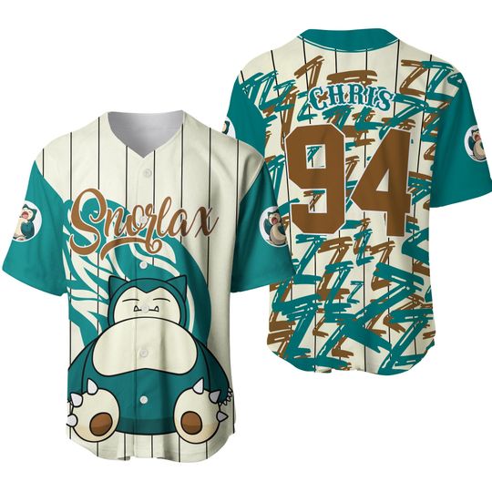 Discover Personalized Snorlax Baseball Jersey Shirt - Custom Name Gift