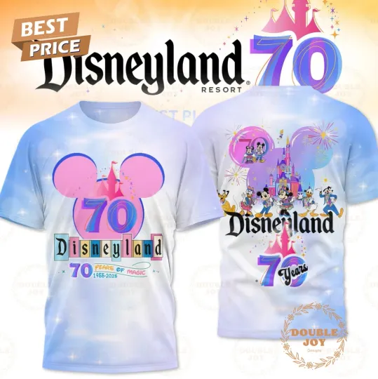 Discover Disneyyland 70 Years Of Magic 1955-2025 AOP 3D T-shirt