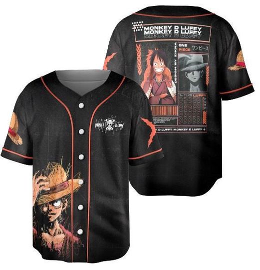Discover One Piece Jersey, Straw Hat Pirates Manga Jersey, Mera Mera no Mi Shirt