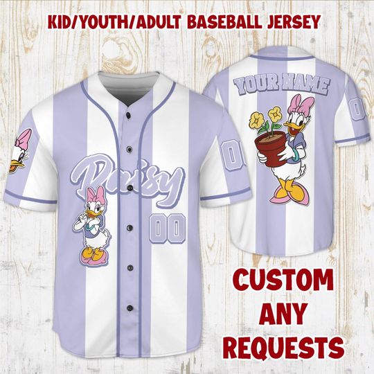 Discover Custom Disneyyy Daisy Baseball Jersey, Gift for Kids, Disneyyy Birthday Gift