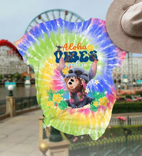 Discover Aloha Vibe Only Stitchh T-Shirt, Disneyyy Stitchh Summer Vibes Short Pajamas, Lilo and Stitchh Beach Short, Disneyyy Cartoon Magicc Kingdom Gift