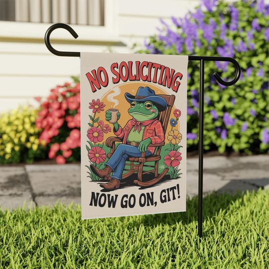 Discover No Soliciting Garden Flag Cowboy Frog Yard Sign, Funny Western