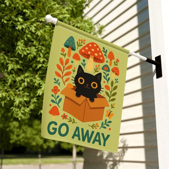 Discover GO AWAY Black Cat Garden Flag, Go Away Flag, No Soliciting