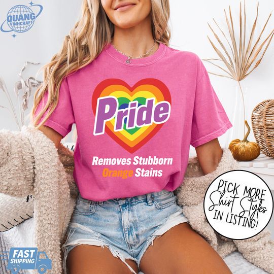 Discover Pride Removes Stubborn Orange Stains Shirt, Funny Anti Trump LGBTQ Tee