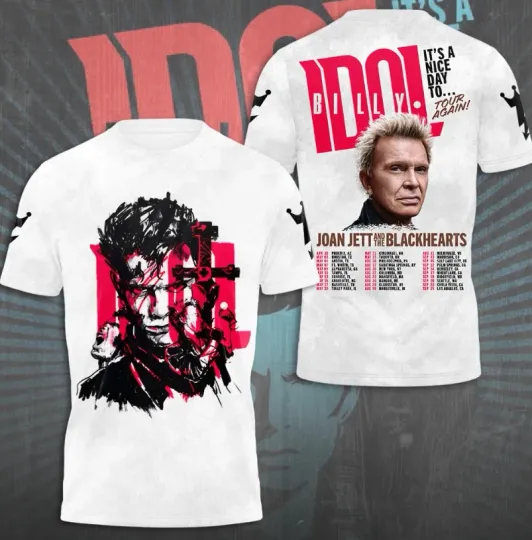 Discover Billy Idol It S Nice Day To Tour 2025 3D All Over Printed T-Shirt For Fans