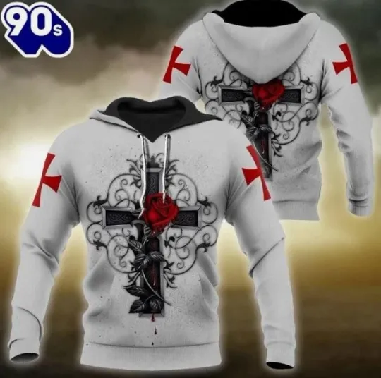 Discover Printed With Crosses And Roses God 3D Hoodie Hoodie 3d - all printed