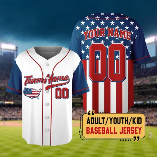 Discover Custom USA 4th Of July Baseball Jersey,Custom Team Name American Flag Shirt