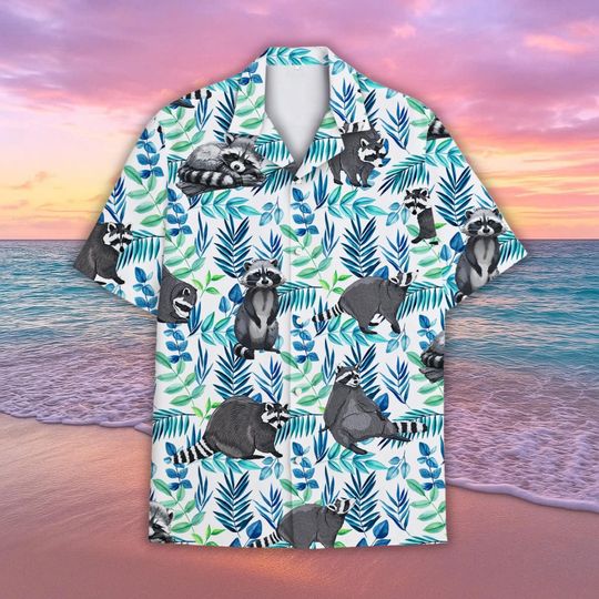 Discover Raccoon Tropical Hawaiian Shirt, Funny Raccoon Shirt, Animal Aloha Shirt