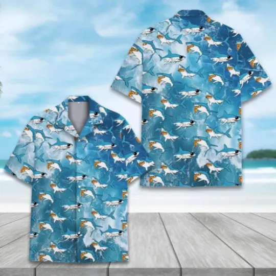 Discover Shark And Pizza 3D Hawaiian Shirt – Holiday Gift Idea for Men | Summer Gift