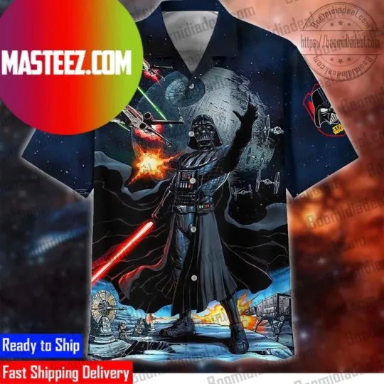 Discover Starr Warss Darthh Vaderr SpaceShip Battle 3D Hawaiian Shirt | Summer Gift