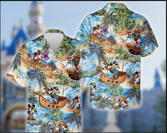 Discover Mickeyy And Minniee Pirates Of Caribbean Summer Vibes 3D Hawaiian Shirt | Summer Gift