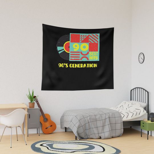 Discover Green Red Music Cartoon 90S Generation Tapestry