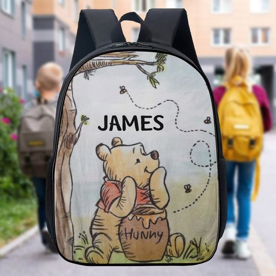Discover Personalized Cute Honey Bear Backpack, Custom Name Animated Bear And Friends Movie