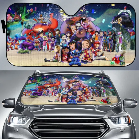 Discover Stitchh Car Windshield Sunshade, Cute Disneyyy Auto Shade for Heat &