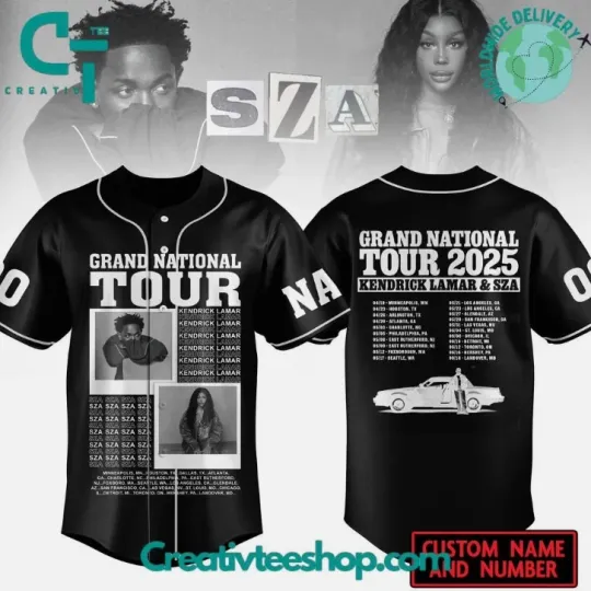 Discover Kendrick Lamar x SZA Grand National Tour 2024 Baseball Jersey