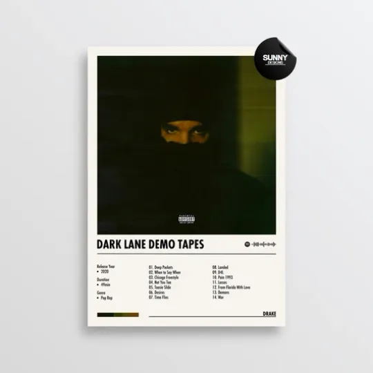 Discover Drake - Dark Lane Demo Tapes | Album Cover Poster, Home Wall Decor
