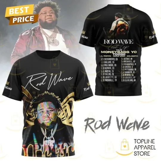 Discover Rod Wave Last Lap Tour T Shirt Moneybagg Yo Toosii 3D Rap Concert Fan Merch