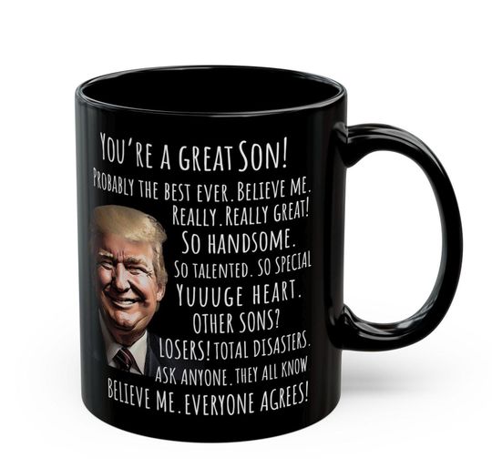 Discover Trump mug Gift for Son Funny Son gift Coffee Mug Funny political satire Christmas Present from Mom Dad Grandpa Grandma Funny