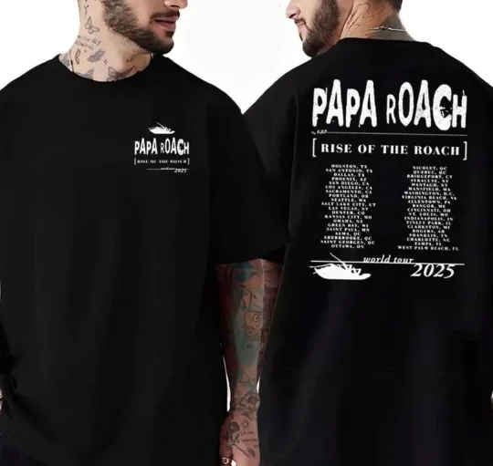 Discover Papa Roach Rise Of The Roach 2025 North American Tour T-Shirt